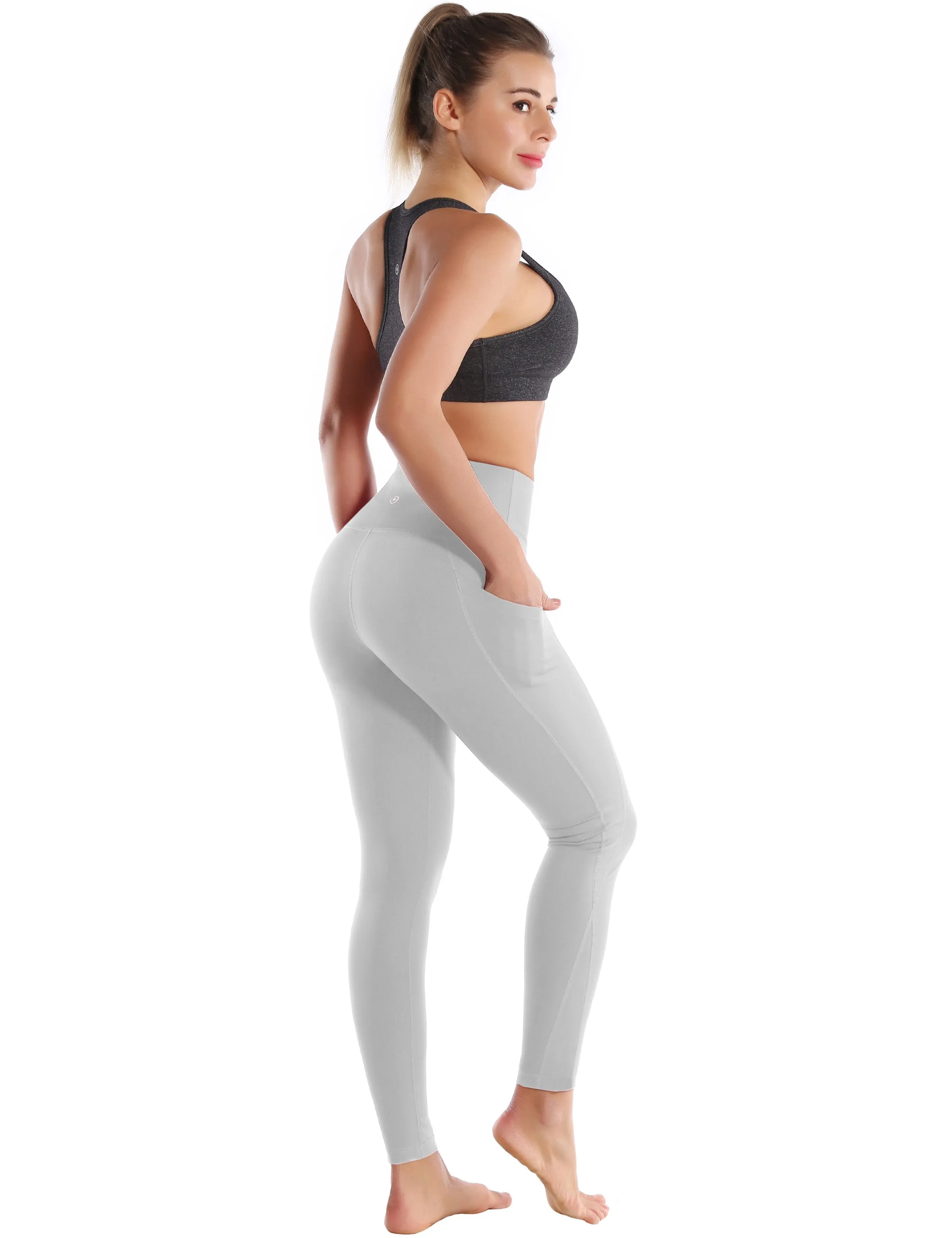 High Waist Side Pockets Jogging Pants lightgray ins_Jogging
