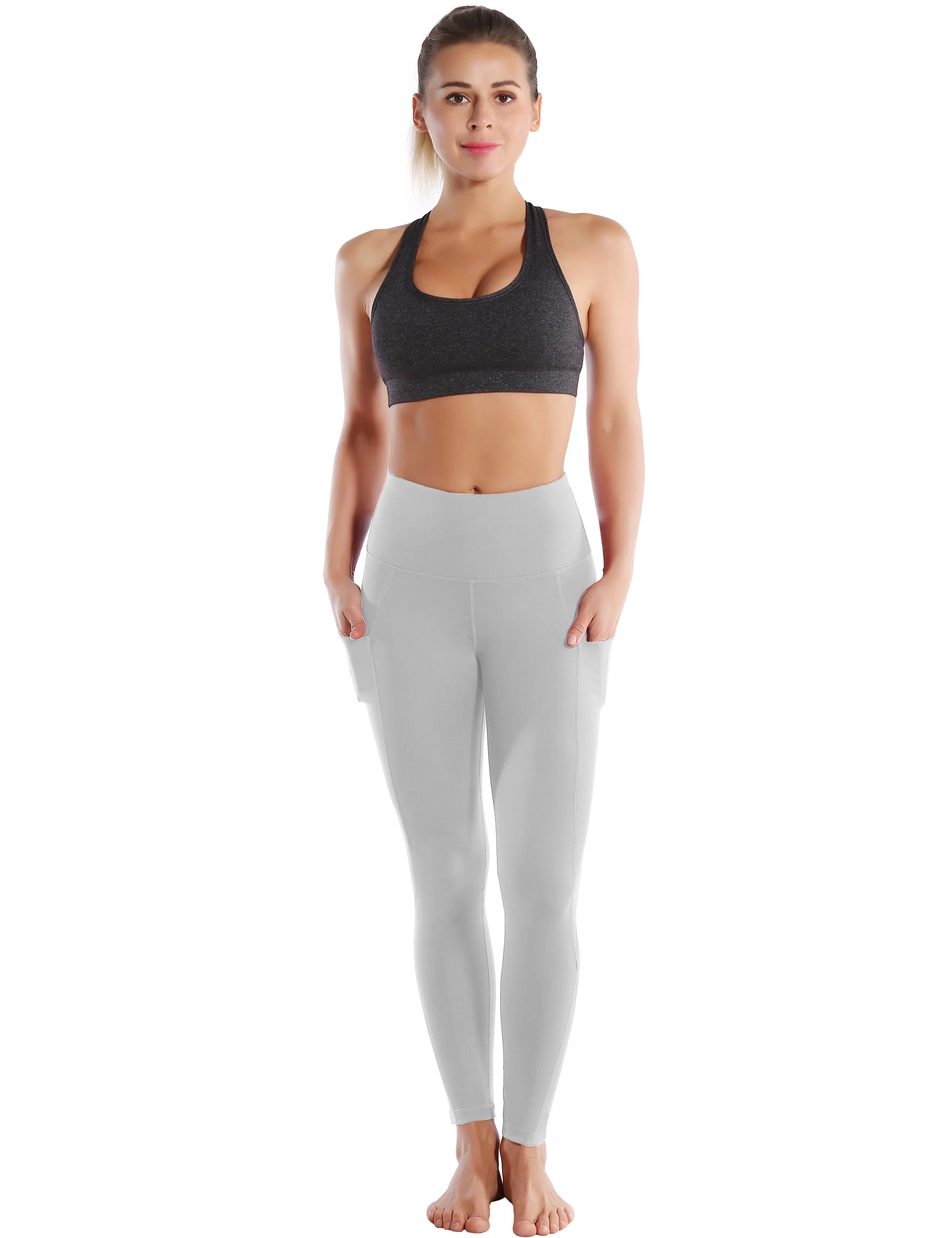 High Waist Side Pockets Jogging Pants lightgray ins_Jogging