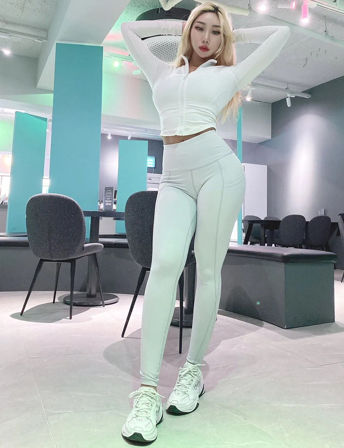 High Waist Side Pockets Jogging Pants lightgray ins_Jogging