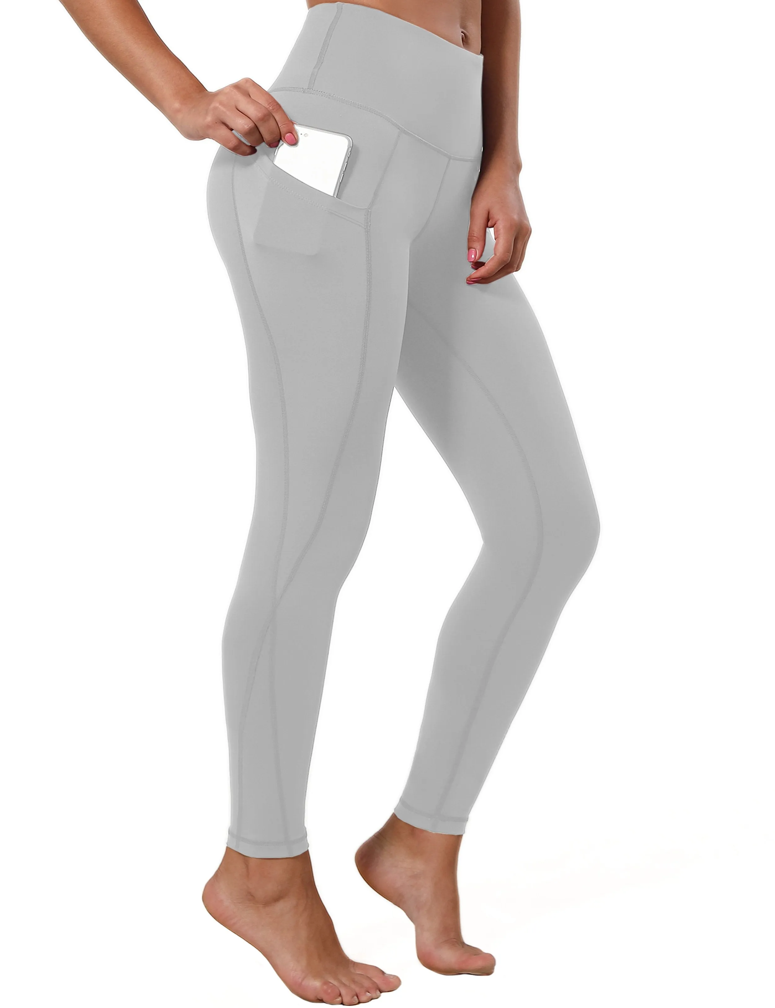 High Waist Side Pockets Jogging Pants lightgray ins_Jogging