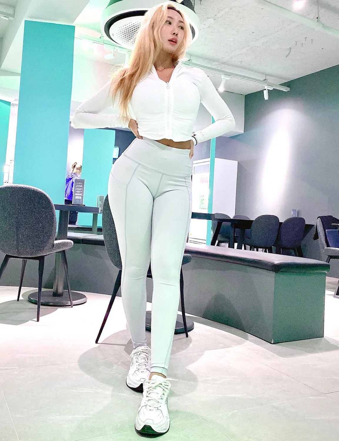 High Waist Side Pockets Jogging Pants lightgray ins_Jogging