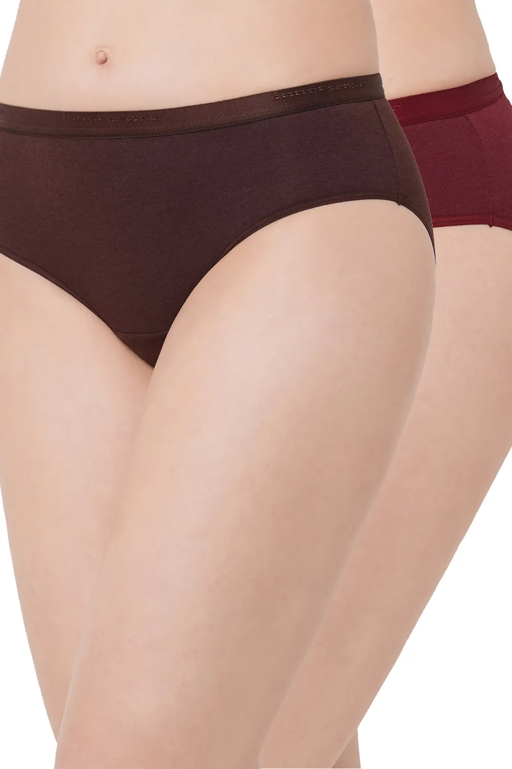 Organic Cotton Antimicrobial  High waist Hipster-ISP002-Dark Sienna_Persian Plum-