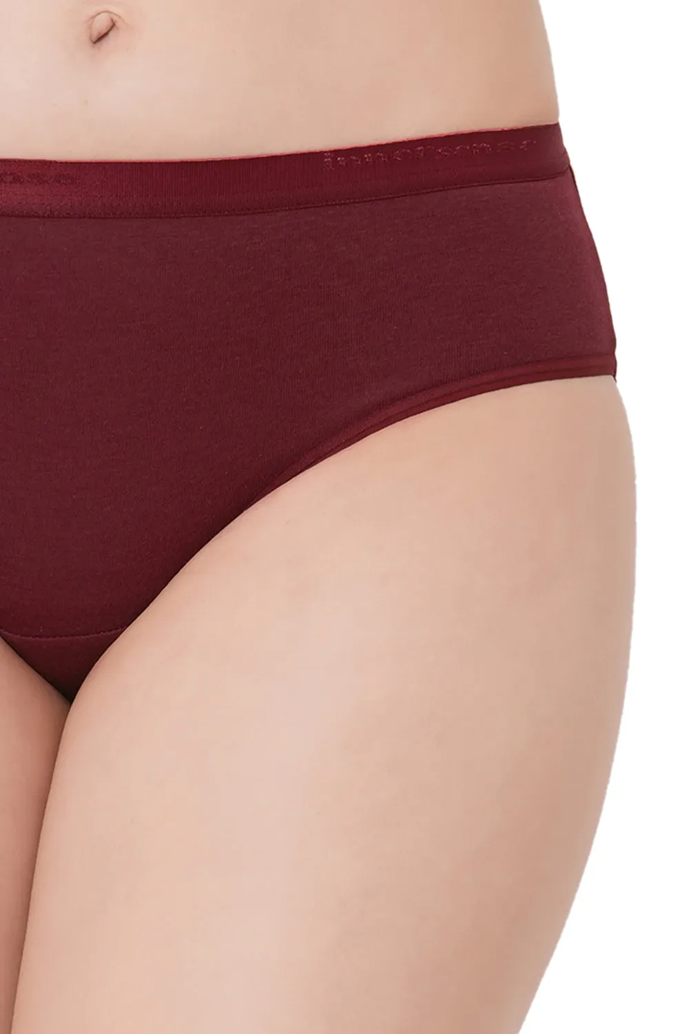 Organic Cotton Antimicrobial  High waist Hipster-ISP002-Dark Sienna_Persian Plum-